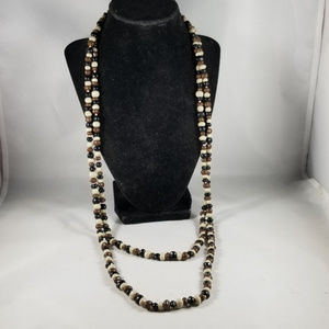 Brown Black Beaded Long Necklace